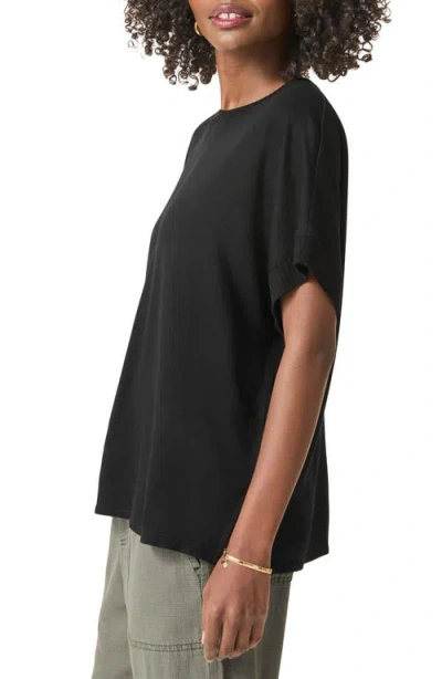 Splendid Supersoft Short Sleeve Sweatshirt In Black