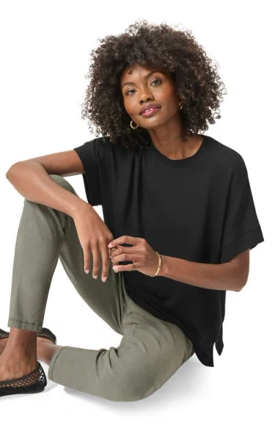 Splendid Supersoft Short Sleeve Sweatshirt In Black