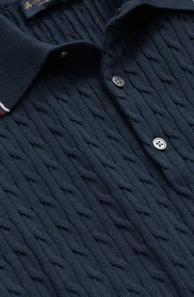 Brooks Brothers Cable Knit Archive Tennis Polo In Supima Cotton Shirt In Blue