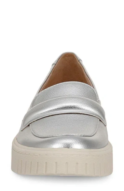 Lifestride Women's Geneva Closed Round Toe Platform Penny Loafers In Silver