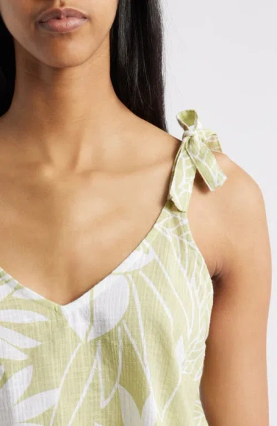 Rip Curl Cala Vadela Frond Print Tie Shoulder Tank In Sage