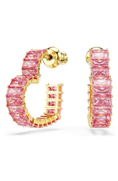 Swarovski Matrix Hoop Earrings In Pink