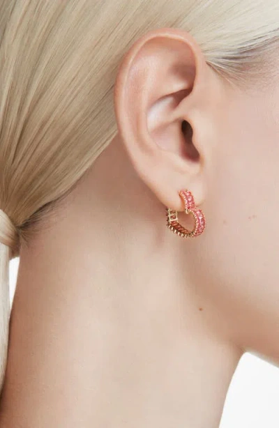 Swarovski Matrix Hoop Earrings In Pink