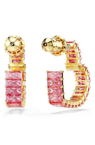 Swarovski Matrix Hoop Earrings In Pink