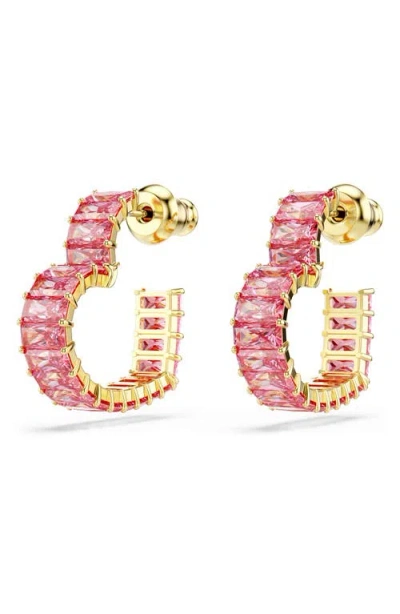 Swarovski Matrix Hoop Earrings In Pink