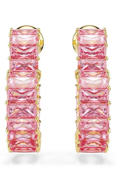 Swarovski Matrix Hoop Earrings In Pink