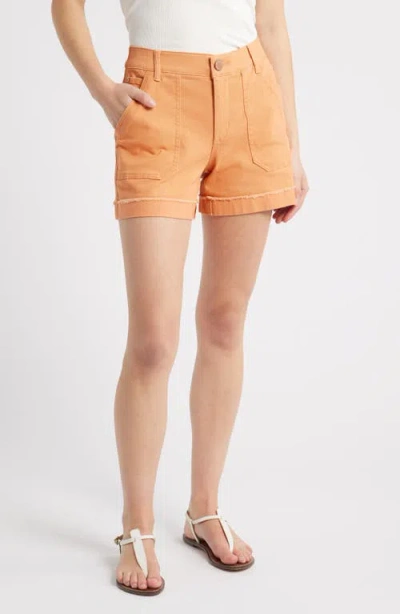 Wit & Wisdom 'ab'solution Frayed Patch Pocket High Waist Twill Shorts In Autumn Sunset