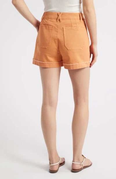 Wit & Wisdom 'ab'solution Frayed Patch Pocket High Waist Twill Shorts In Autumn Sunset