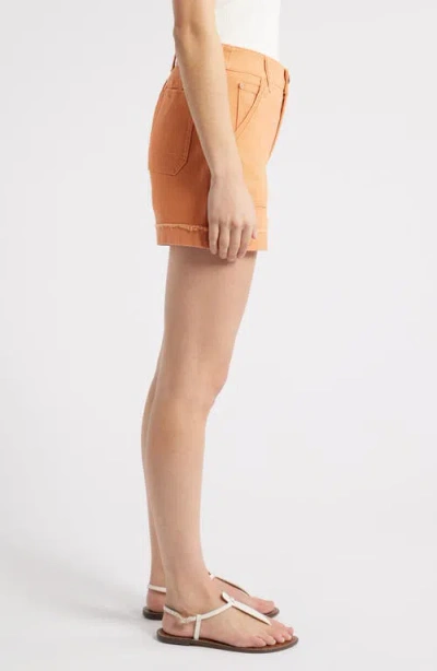 Wit & Wisdom 'ab'solution Frayed Patch Pocket High Waist Twill Shorts In Autumn Sunset