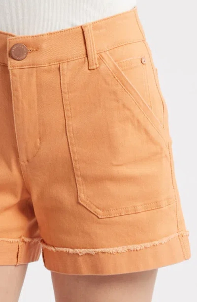 Wit & Wisdom 'ab'solution Frayed Patch Pocket High Waist Twill Shorts In Autumn Sunset