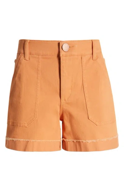 Wit & Wisdom 'ab'solution Frayed Patch Pocket High Waist Twill Shorts In Autumn Sunset