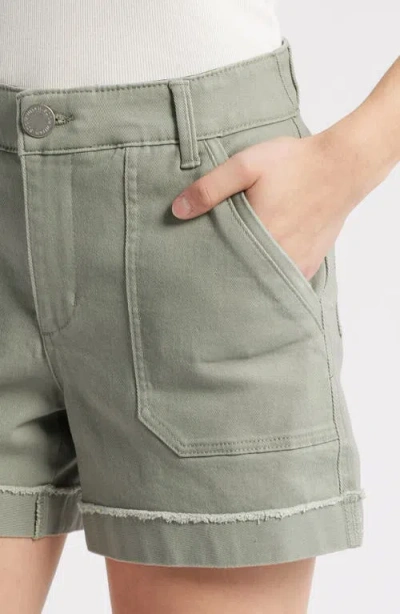 Wit & Wisdom 'ab'solution Frayed Patch Pocket High Waist Twill Shorts In Deep Seagrass