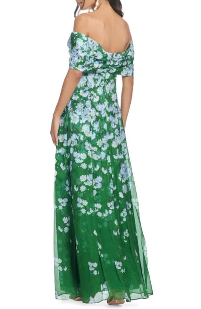 Sachin & Babi Kennedy Gown In Kelly Green Degrade Florals
