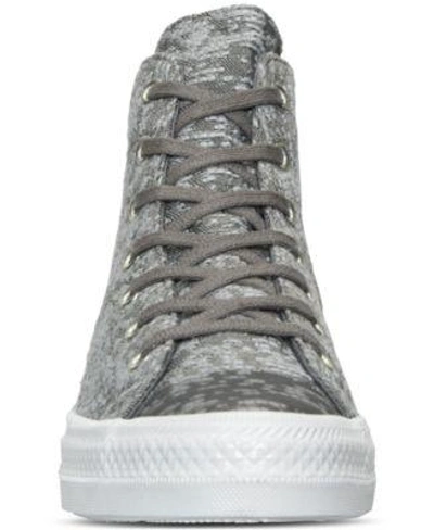 Shop Converse Women's Gemma Hi Winter Knit Casual Sneakers From Finish Line In Charcoal/dolphin/egret