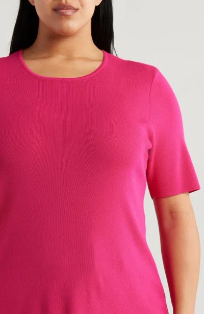Tahari Asl Short Sleeve Sweater In Raspberry