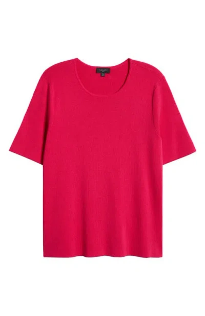Tahari Asl Short Sleeve Sweater In Raspberry