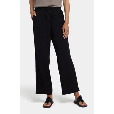 Nydj Relaxed Drawstring Linen Blend Pants In Black