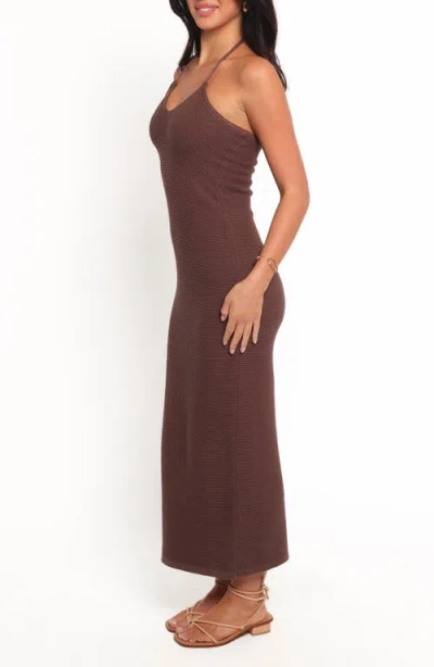 Petal And Pup Petal & Pup Darya Cotton Blend Halter Sweater Dress In Brown