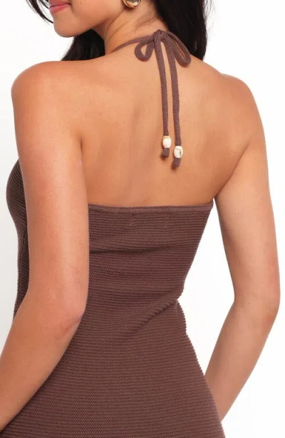 Petal And Pup Petal & Pup Darya Cotton Blend Halter Sweater Dress In Brown