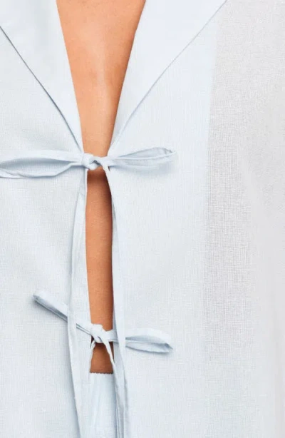 Petal And Pup Petal & Pup Aaliyah Cotton & Linen Tie Front Top In Blue