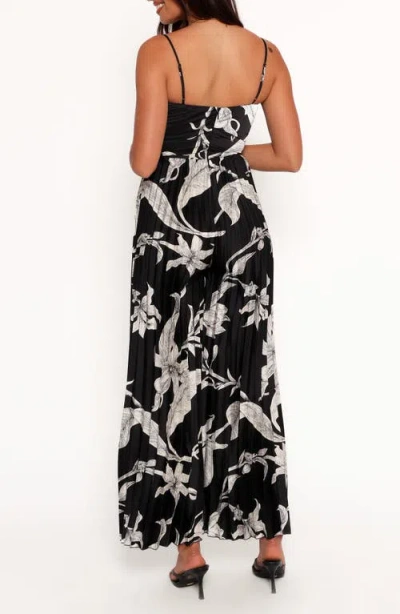 Petal And Pup Petal & Pup Angelique Floral Pleated Wide Leg Jumpsuit In Black