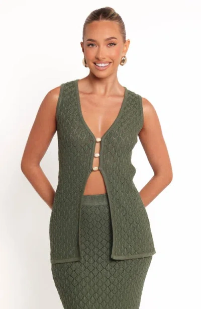 Petal And Pup Petal & Pup Asplie Pointelle Sweater Vest In Green
