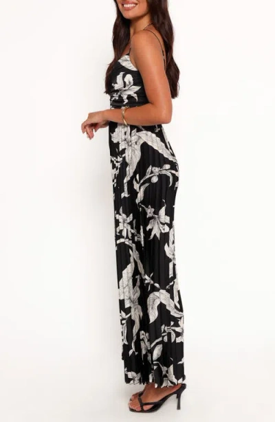 Petal And Pup Petal & Pup Angelique Floral Pleated Wide Leg Jumpsuit In Black