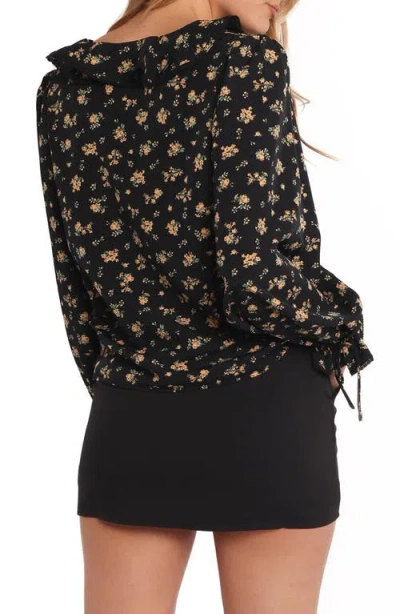 Petal And Pup Petal & Pup Polli Floral Ruffle Top In Black