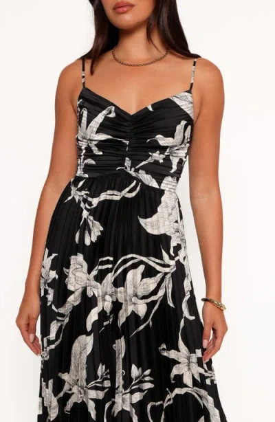 Petal And Pup Petal & Pup Angelique Floral Pleated Wide Leg Jumpsuit In Black