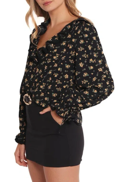 Petal And Pup Petal & Pup Polli Floral Ruffle Top In Black