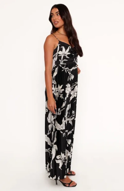 Petal And Pup Petal & Pup Angelique Floral Pleated Wide Leg Jumpsuit In Black