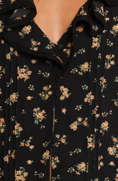 Petal And Pup Petal & Pup Polli Floral Ruffle Top In Black