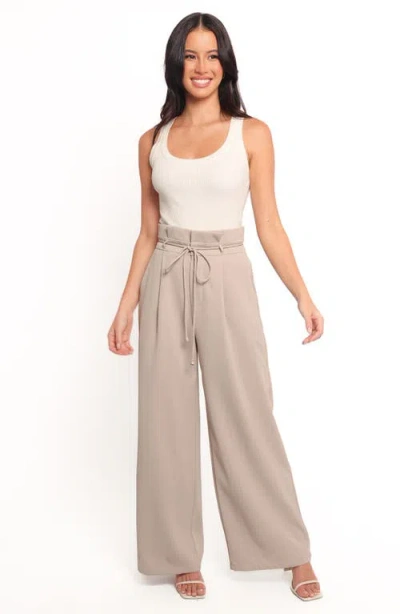 Petal And Pup Petal & Pup Thesis Tie Waist Wide Leg Pants In Brown