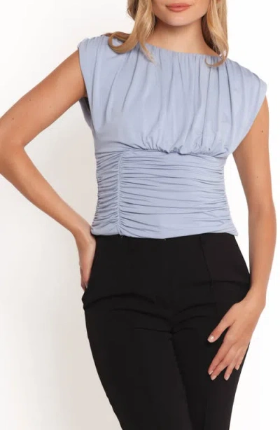 Petal And Pup Petal & Pup Hennie Ruched Knit Sleeveless Top In Blue