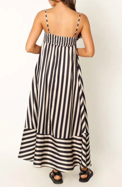 Petal And Pup Petal & Pup Brea Stripe Sleeveless Satin Maxi Dress In Blue