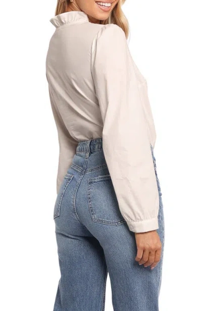 Petal And Pup Petal & Pup Constance Ruffle Trim Cotton Button-up Shirt In White