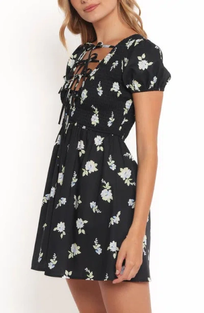 Petal And Pup Petal & Pup Winny Smocked Tie Front Minidress In Blue