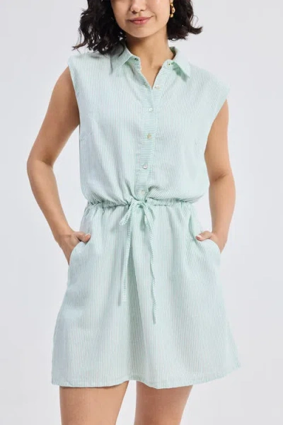 Reistor Drawstring Shirt Dress In Stripes In Parallel Paths
