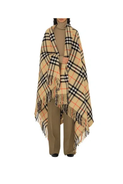 Burberry Check Wool Cashmere Blanket In Sand