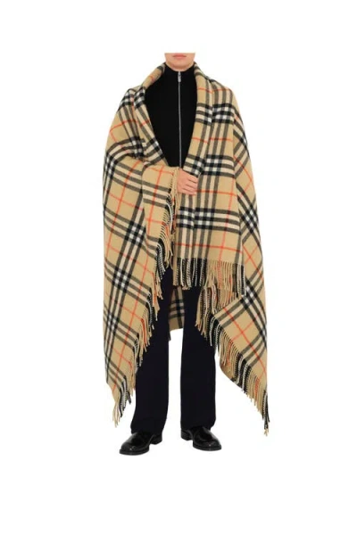Burberry Check Wool Cashmere Blanket In Sand