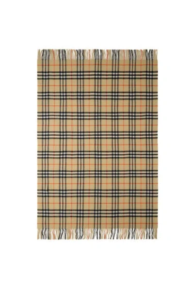 Burberry Check Wool Cashmere Blanket In Sand