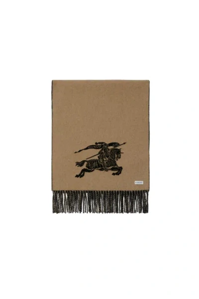Burberry Ekd Cashmere Reversible Scarf In Camel/black