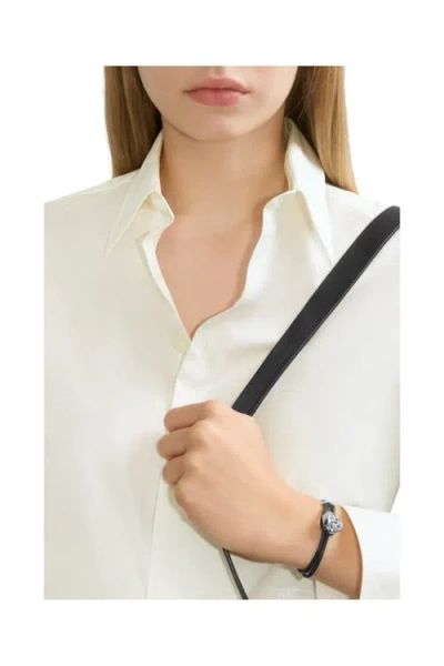 Burberry B Shield Leather Bracelet In Silver/black