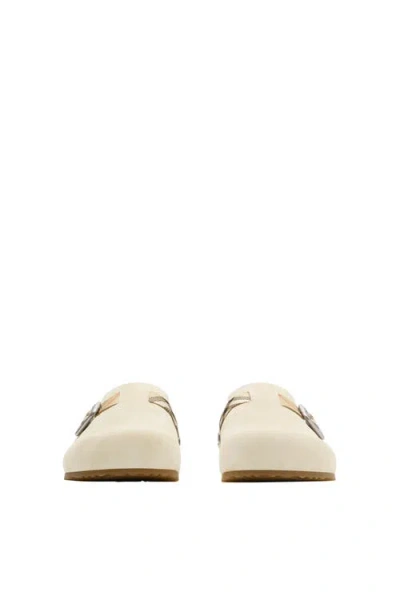 Burberry Slippers In Pelle Scamosciata Sabbia  Donna In Beige O Tan