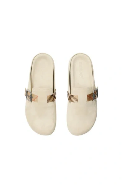 Burberry Slippers In Pelle Scamosciata Sabbia  Donna In Beige O Tan