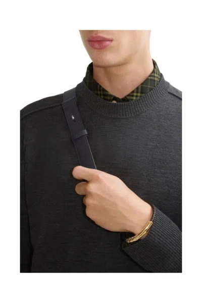 Burberry Check Leather Bracelet In Gold/military