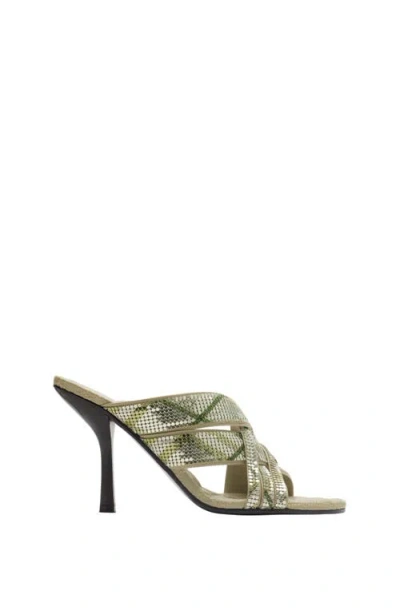 Burberry Check Mesh Cabana Maille Mules In Skylark