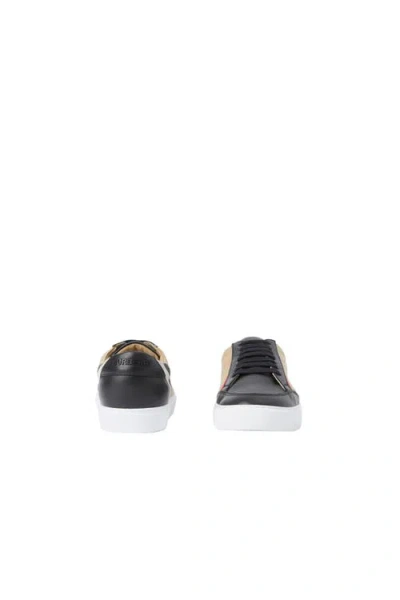 Burberry Sneaker In Leather And House Check Motif In Black