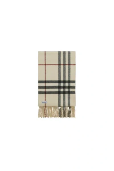 Burberry Beige Reversible Ekd Check Cashmere Scarf In Neutral