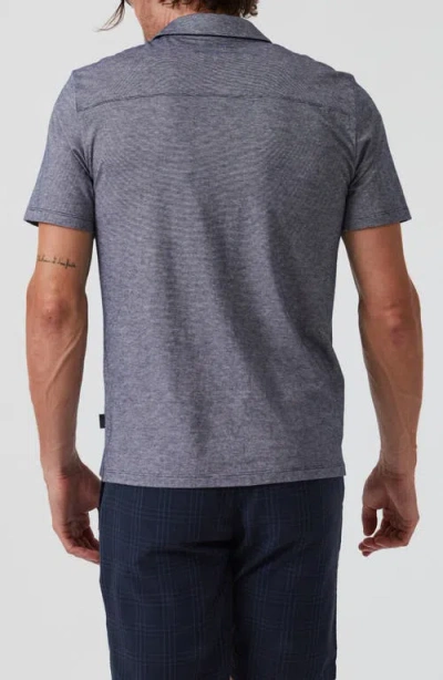 34 Heritage Pima Cotton Knit Short Sleeve Button-up Shirt In Indigo